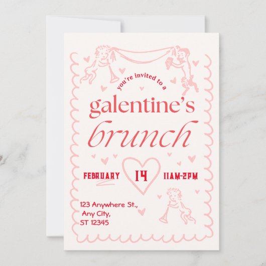 galentines brunch party Invitation (Devant)