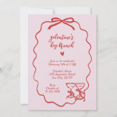 Galentines Brunch Roze Rood Handgeschreven Kaart (Voorkant)