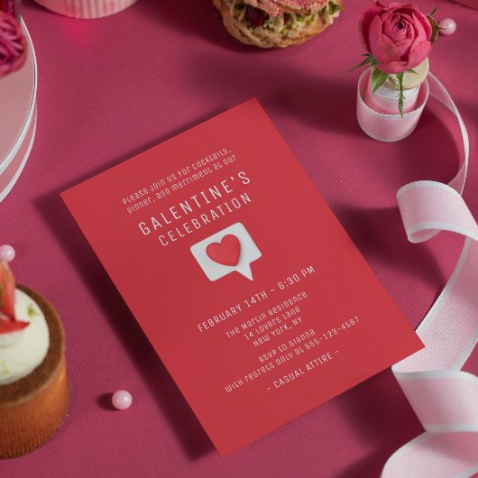 Galentine's Celebration Cute Modern Red Love Heart Kaart