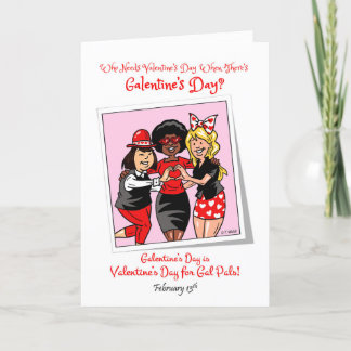 Galentine's Day 13 februari Vriendinnen vieren vri Feestdagen Kaart