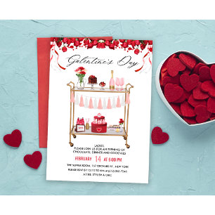 Galentine's Day Bar Cart Invitation Kaart