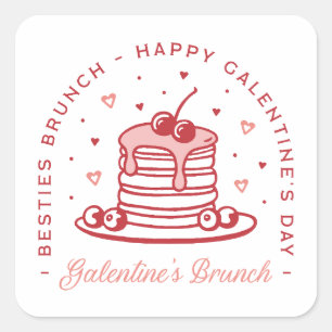 Galentine's Day besties brunch coquette esthetiek Vierkante Sticker