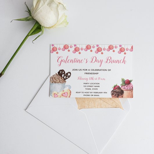 Galentine's Day Brunch Invitation Kaart