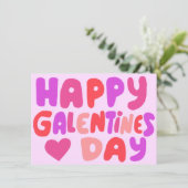 Galentines Day bubbelbrieven Groovy Retro Digitaal Kaart (Staand voorkant)