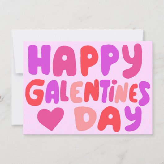 Galentines Day bubbelbrieven Groovy Retro Digitaal Kaart (Voorkant)