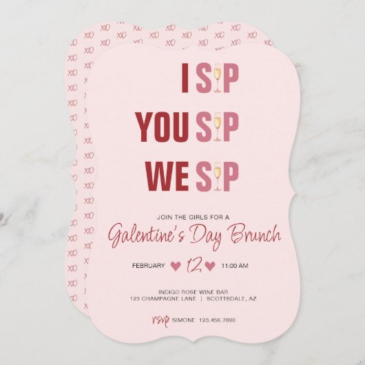 Galentine's Day Campagne Brunch Kaart (Voorkant / Achterkant)