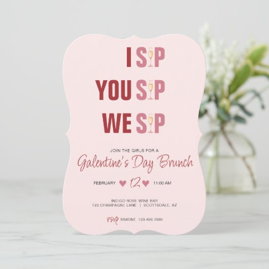Galentine's Day Campagne Brunch Kaart (Staand voorkant)