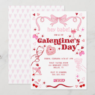 Galentine's Day  Coquette Roze Kaart