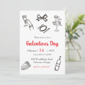 Galentines Day Dinner Kaart (Staand voorkant)