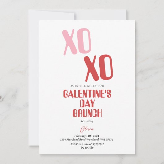 Galentine's Day Feest Brunch Vriendschap Valentijn Kaart (Voorkant)