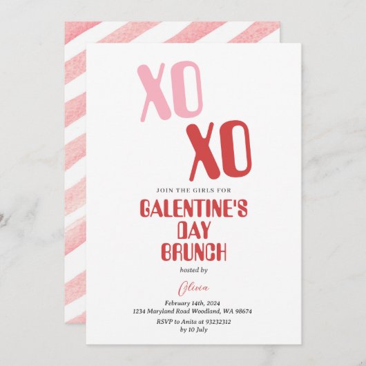 Galentine's Day Feest Brunch Vriendschap Valentijn Kaart (Voorkant / Achterkant)
