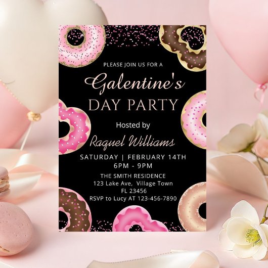 Galentine's Day Feest Donuts Uitnodiging