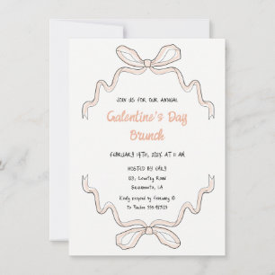 Galentine's Day hand getekend boog roze Uitnodigin Kaart