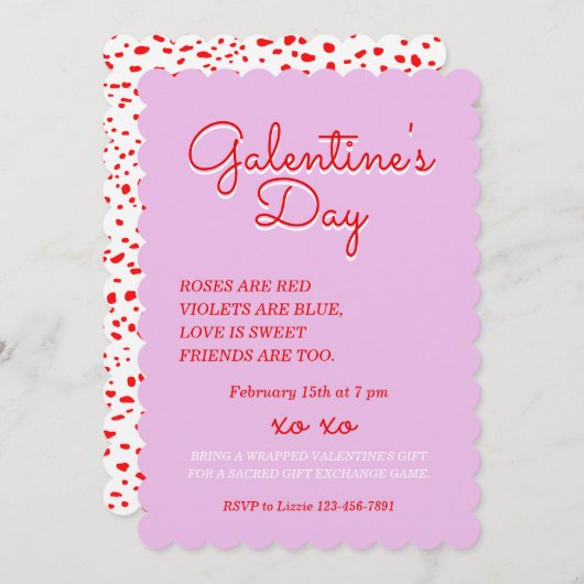 Galentine's Day Invitation Design Kaart (Voorkant / Achterkant)