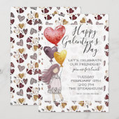 Galentine's Day Lunch Invitation Kaart (Voorkant / Achterkant)