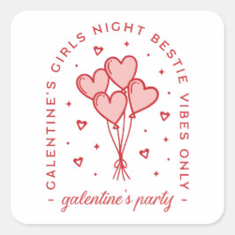 Galentine's day party bestie coquette esthetiek vierkante sticker
