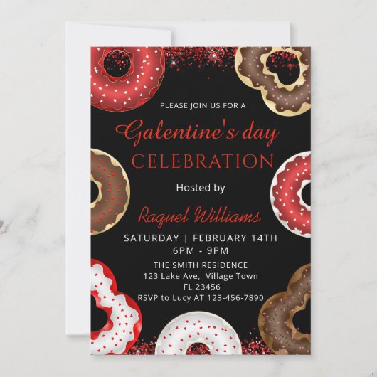 Galentine's Day Party Donuts Invitation (Devant)