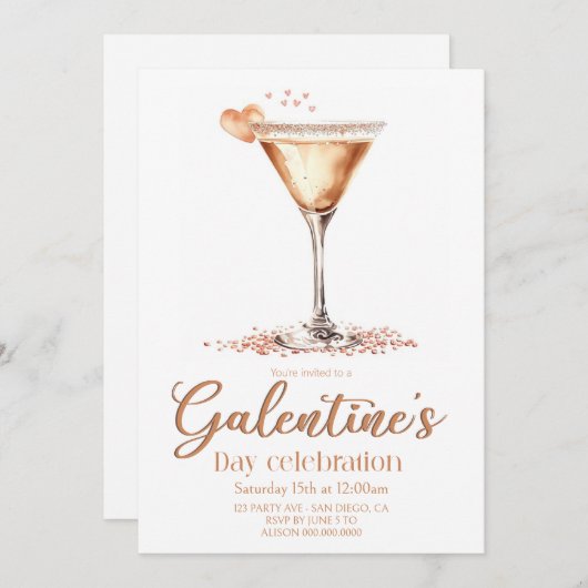 Galentine's Day party Invitation (Devant / Derrière)
