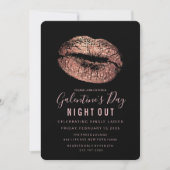 Galentine's Day Party Roos Gold Lips Invitation Kaart (Voorkant)