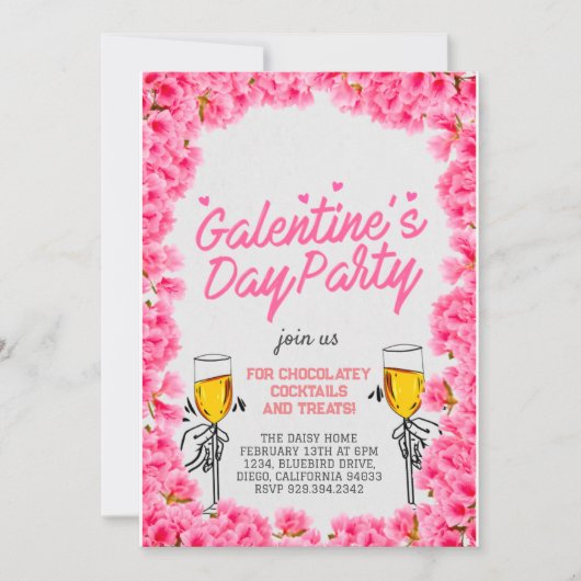 Galentine's Day party uitnodigingsontwerp Kaart (Voorkant)