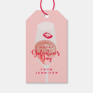 Galentine's Day Party Waterverf Roze Rosé Cadeaulabel