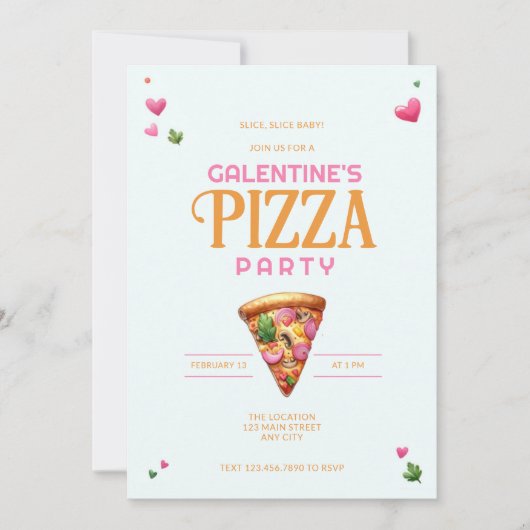 Galentine's Day Pizza Party Uitnodiging (Voorkant)