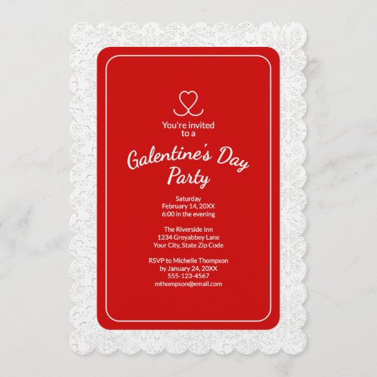 Galentine's Day Red Party Invitation Invitation (Devant)