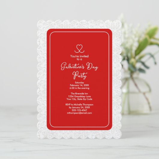 Galentine's Day Red Party Kaart (Staand voorkant)