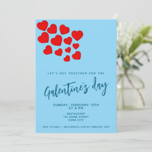 Galentine's Day Rode Harten Vrienden Feest Kaart