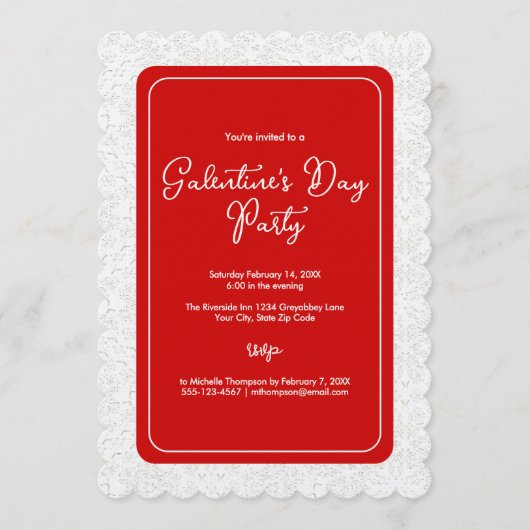 Galentine's Day Rode Party Kaart (Voorkant)