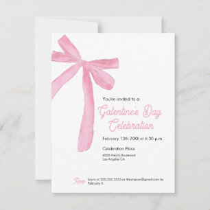 Galentine's Day Roze Lint Strik Moderne Meisjes Kaart