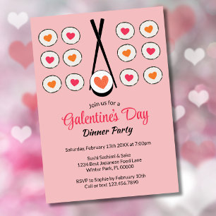 Galentine's Day Sushi Dinner Party Valentijnsdag Kaart