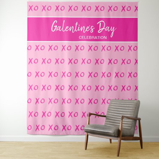 Galentine's Day Viering Roze XOXO patroon Wandkleed (In situ)