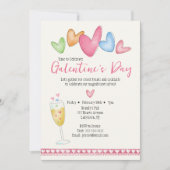 Galentine's Day Waterverf Harten Invitation Kaart (Voorkant)