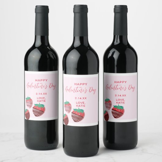 Galentine's Day Wijn Mousserende Wijn Label Strawb Wijn Etiket (Flessen)
