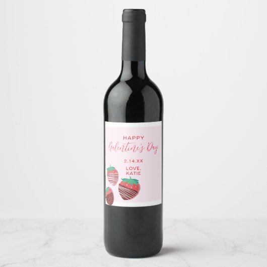 Galentine's Day Wijn Mousserende Wijn Label Strawb Wijn Etiket (Voorkant)