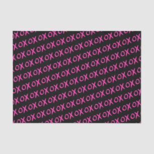 Galentine's Day XOXO zwarte roze streken Tissuepapier