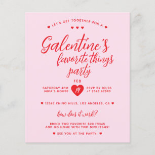 Galentine's Favoriete Dingen Party Budget Uitnodig Flyer