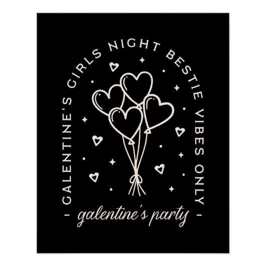 Galentines feest bestie meisjes nacht zwart perfect poster (Voorkant)