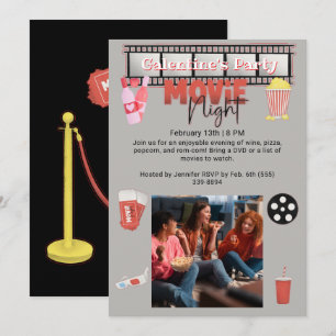 Galentine's Feest Film Nacht Kaart