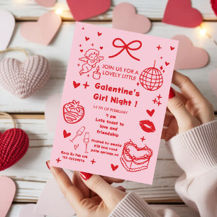 Galentine's Feest, Nacht Valentijn Handgetekend Kaart