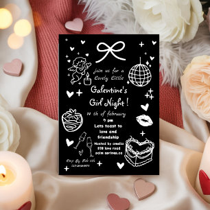 Galentine's Feest, Nacht Valentijn Handgetekend Kaart