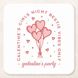 Galentine's feest valentijnen besties meisjes prep vierkante kartonnen onderzetter