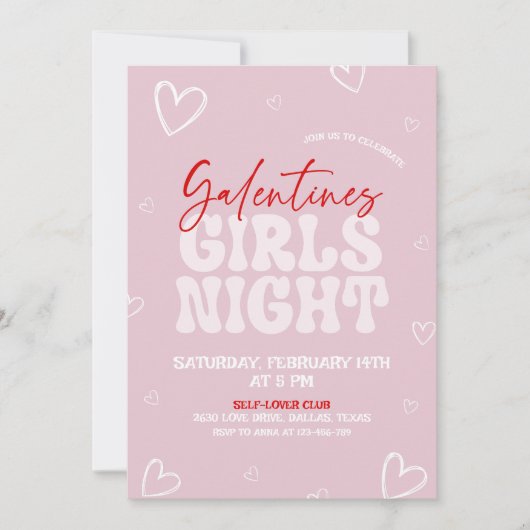 Galentines Girl Night Party Kaart (Voorkant)