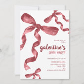 Galentines Girls Night Party Bow Kaart (Voorkant)