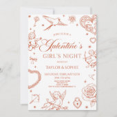 Galentine's Girl's Night Valentine's Day Party Kaart (Voorkant)
