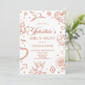 Galentine's Girl's Night Valentine's Day Party Kaart (Staand voorkant)