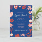 Galentines nuptiale invitation Moderne Bleu (Debout devant)