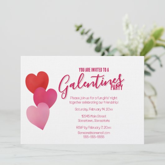 Galentines Party with 3 Hearts Kaart (Staand voorkant)