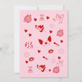 Galentine's Pink Red Hand Drawn Night Party Kaart (Achterkant)